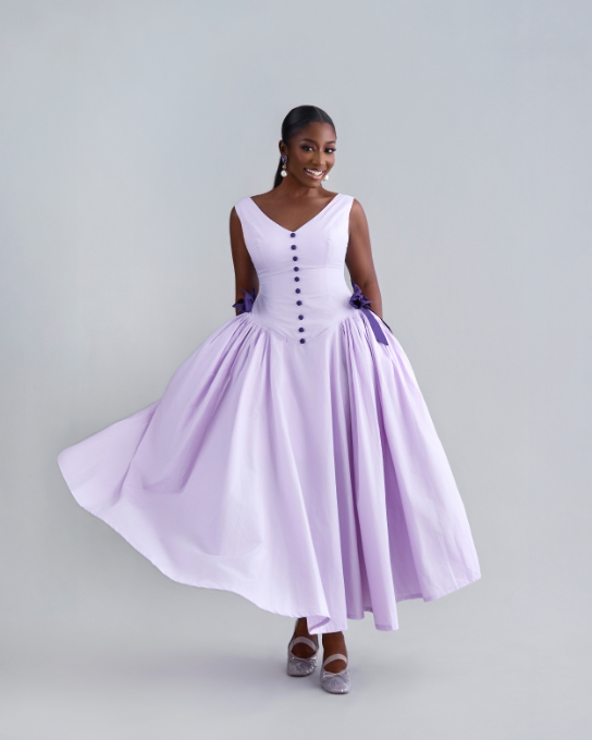 The Bow Dress in Lilac and Purple