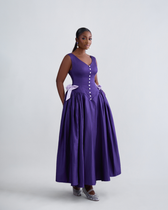 The Bow Dress in Purple and Lilac
